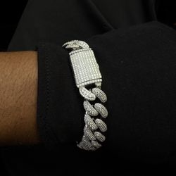 15MM 8inch 925 Silver Moissanite Bracelet Passes Diamond Tester