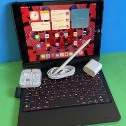 Apple IPad 9th Generation (10.2” Retina /Touch ID /IOS 18/ 2021 Model) 64GB with Pen, Keyboard  & Accessories
