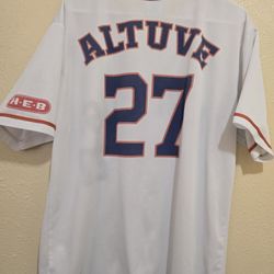 HOUSTON ASTROS ALTUVE #27 JERSEY ADULT SIZE XL HEB BUTTON FRONT 