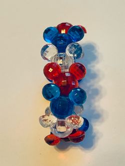 DISNEY MICKEY MOUSE HEAD ELASTIC USA BRACELET RED WHITE BLUE 4th July JEWELRY