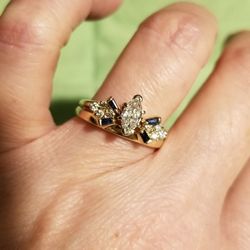 Diamond Solitaire with Sapphire and Diamond Wrap