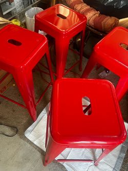 4 red bar stools