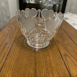 Crystal Vase/Candy Dish With Heart Design.