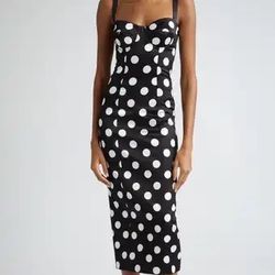 Dolce&Gabbana Polka Dot Ruched Satin Sheath Dress ***NWT***
