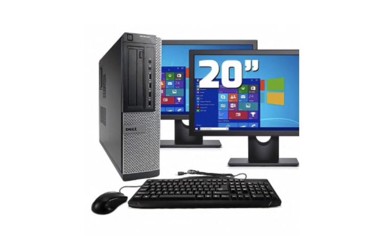 Dell Desktop Computer 7010 Optiplex Intel I5, 8GB, 240GB SSD, Windows 10 Pro, Dual 19" LCD, Keyboard, Mouse, Wifi, Refurbished