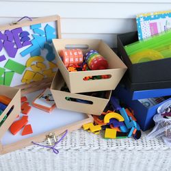 Educational STEM Manipulatives, Toys & Leaning Tools Set -Smart Links, Unifix Cubes, ABC/123 Magnets, Shape Constructors, "Imagination" Magnet Board