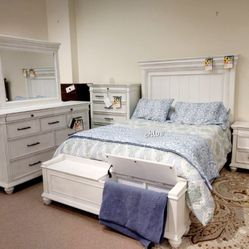 
\ASK DISCOUNT COUPOn💫  queen King full twin bed dresser mirror nightstand bunk mattress box/3pcs/ka Whitewash Storage Bedroom Set 