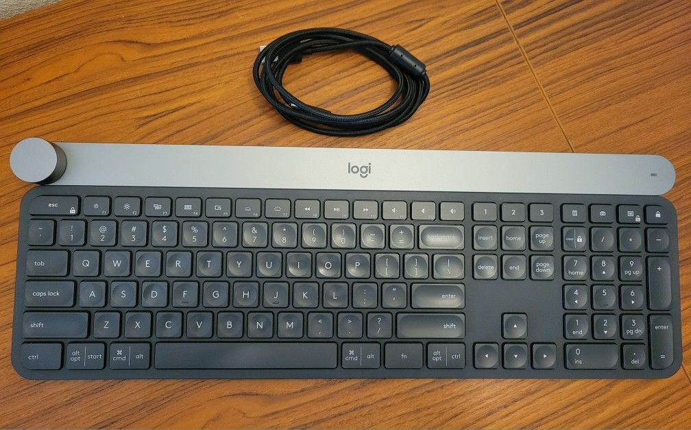 Logitech Craft Advanced Keyboard w/ Creative Input Dial, Bluetooth, New Battery, Braided Cable