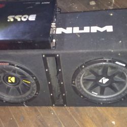 Car Amp,  Speaker Box And 10' Sub Woofers