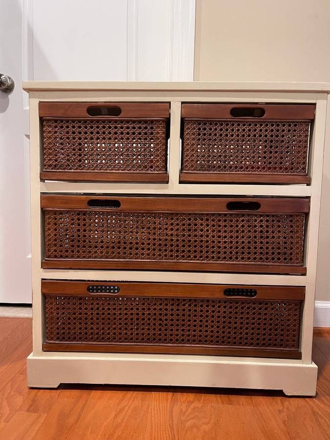 4 Drawer Dresser with Wicker Style Drawers