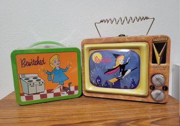 Vintage 1999 & 2001 Vandor Hallmark Bewitched Collectible Handmade Tin Lunchbox