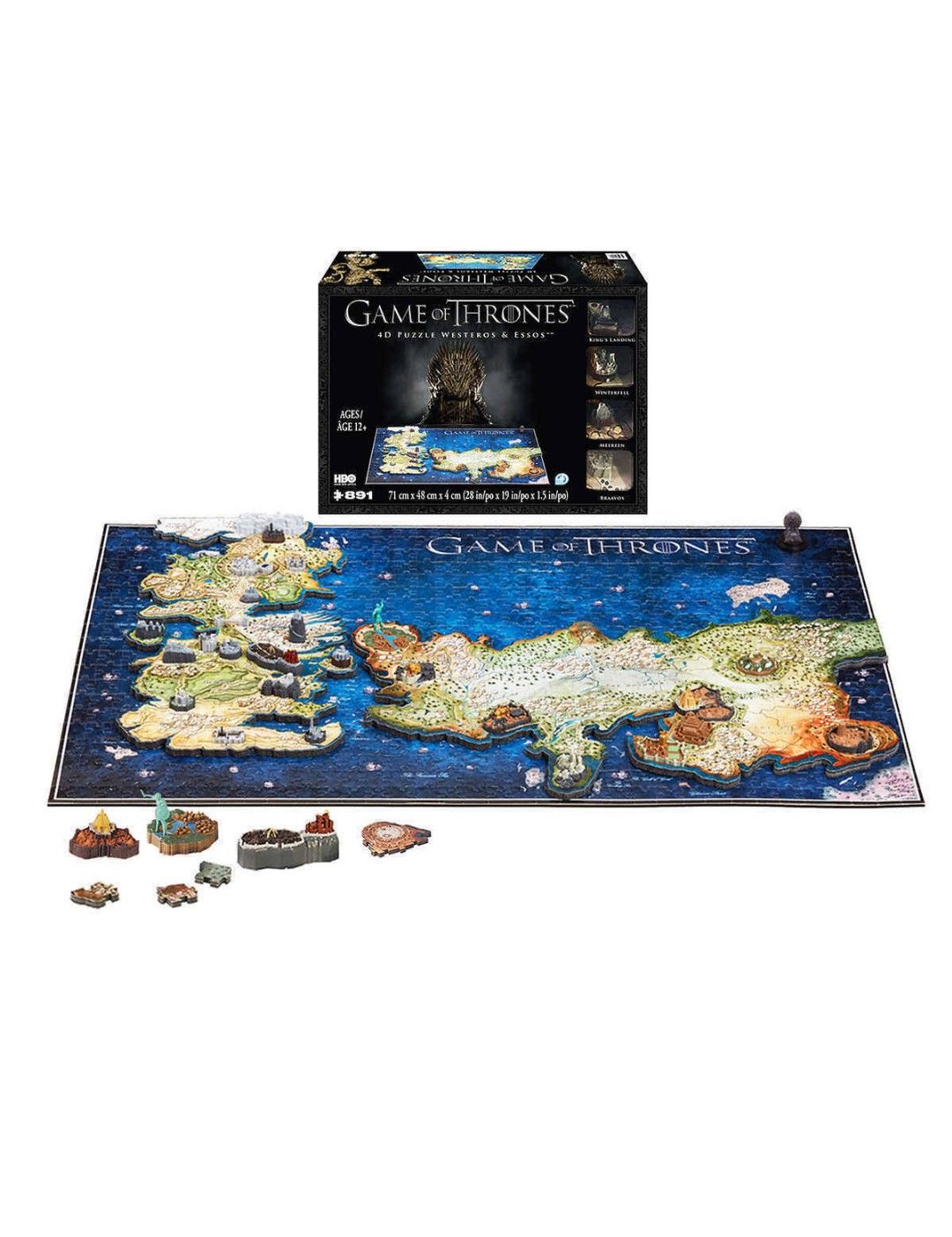 Game of Thrones 4D Puzzle of Westeros & Essos, Size: 891-Pieces, Multicolor