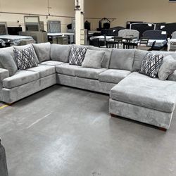 Grey Velvet Sectional 