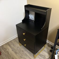 Black nightstand With Charging Outlets
