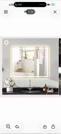 48"x40" LED Bathroom Mirror with Gold or Black Frame $150