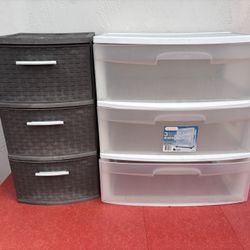 2 Three Drawer Storage Plastic Containers