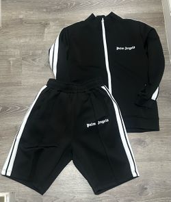 Palm Angels Black Track Jacket and Shorts Set