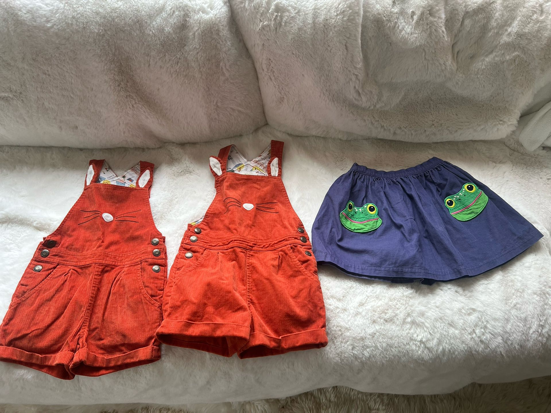 Mini Boden Roald Dahl Fox 🦊 Overalls And Frog Skirt 
