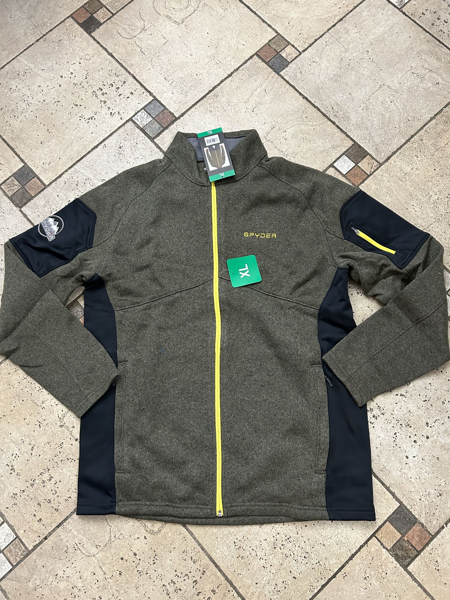 NWT Spyder men’s full zip fleece jacket size XL green