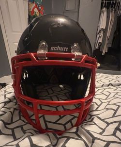 Schutt Football Helmet Black with Red Facemask