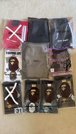 Bape shirts , essential shorts, palm angel shorts and Eric Emanuel shorts