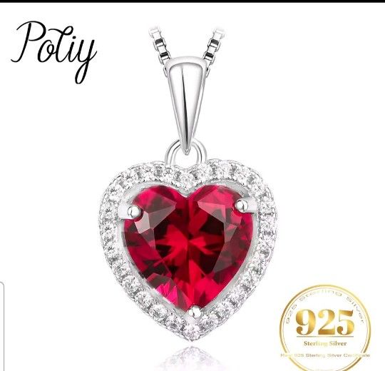 925 Sterling Silver Heart Shaped Pendant Necklace