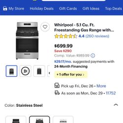 Whirlpool - 5.1 Cu. Ft. Freestanding Gas Range 