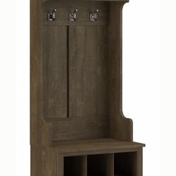 Woodland Hall Tree Bench with Shoe Storage Shelves Entryway Coat Rack Brown