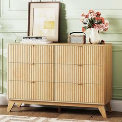 Fluted dresser for bedroom 6 drawer dresser with rounded edges Brand new