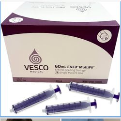 Multifil™ Reusable ENFit Tip Syringe w/Cap, 60ML - Non-Sterile (Pack of 30)