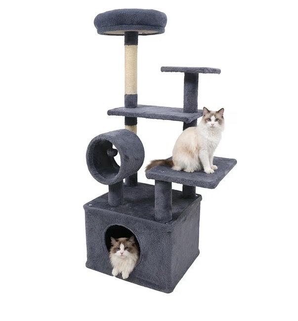 Cat Tree Tower, 48 Inch Multi-Level Cat Tower with Large Condo, Sisal Scratching Post, Padded Top Perch