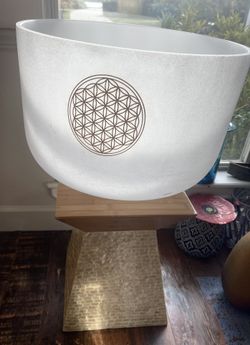 Crystal Singing Bowl 20” with Gold Flower Of Life 