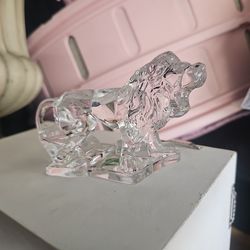 Vintage Kristal Color Crystal Glass Roaring Lion Figurine EUC Made Italy