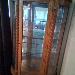 Vintage Oak China Hutch Cabinet