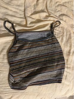 Brown Striped Tank Crop Top