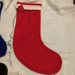NEW Red Fleece Christmas Stocking with Red Stripe