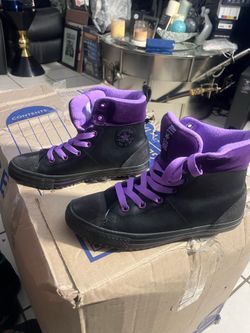 Size 6Y CONVERSE Asphalt High Top Sneaker Black/Purple For Girl
