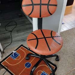 Basketball Rolling Desk Chair And Rug