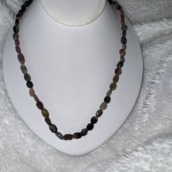 Stunning Untreated Watermelon Tourmaline Nugget Necklace, 140 ct