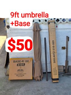 9ft umbrella (khaki brown) with base