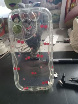 Clear Phone Case with Cherry Print