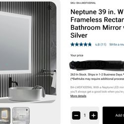 Anzzi 39” W X 32” H LED Frameless Mirror