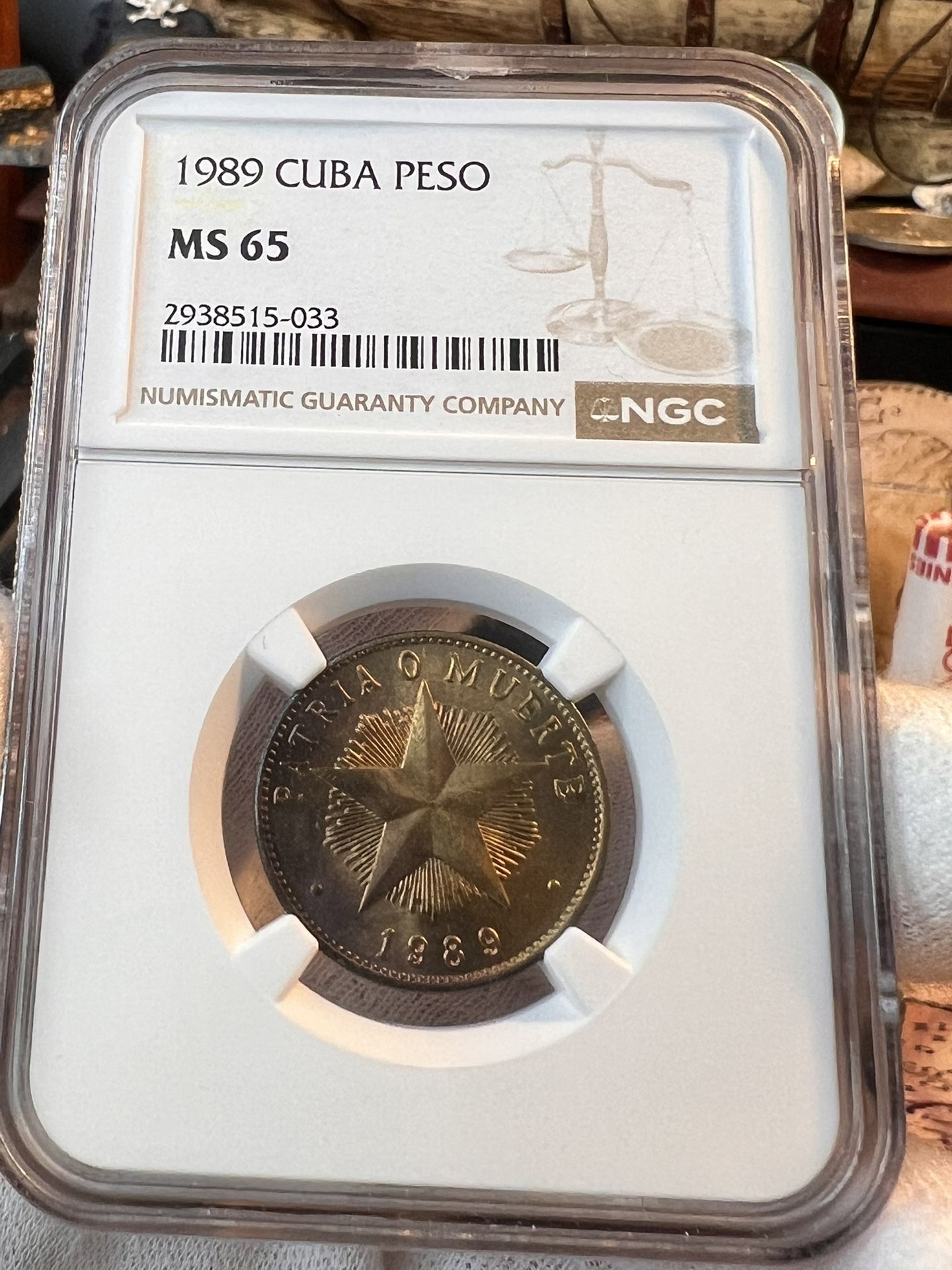Un Peso De Cuba 1989 Ms65