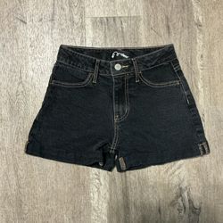 Black denim shorts