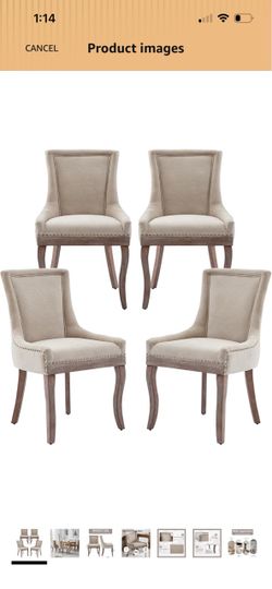 New in box - Beige Dining Chairs Set of 4, Fabric Upholstered Kitchen Chairs