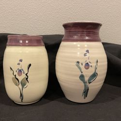 Set Of 2 Hand Made Vases