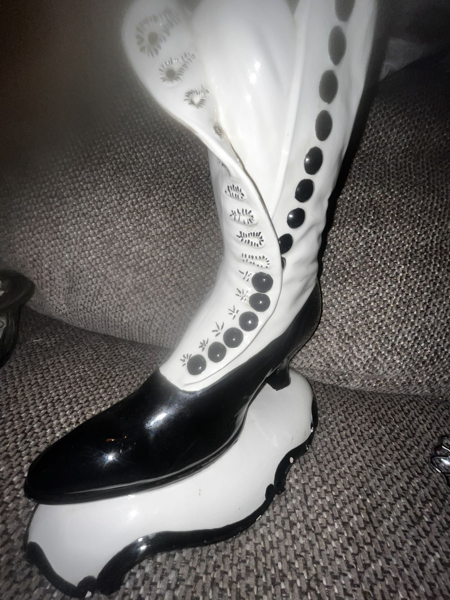 large Victorian ceramic boot base