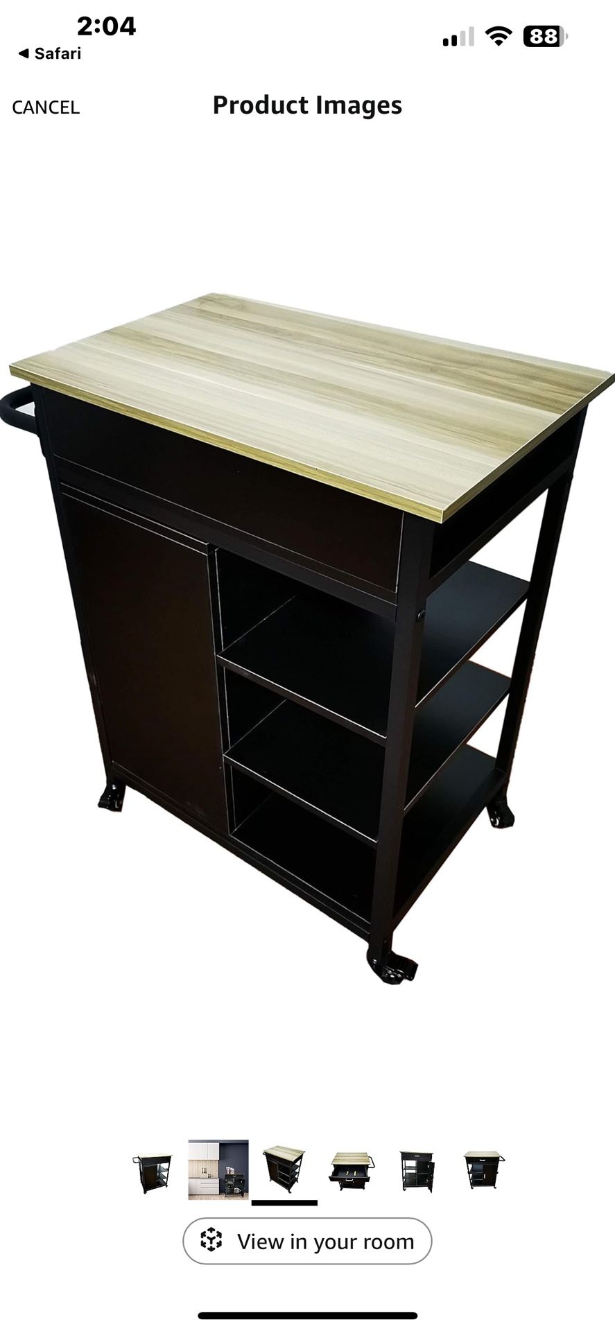 ALEKO KIC01 Multi-Purpose Storage Movable Storage Utility Rack - 3 Tier Shelving with Drawers - Black