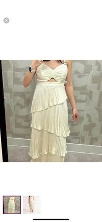 Abercrombie & Fitch White Tiered Pleated Maxi Dress – Size S (Bridal)
