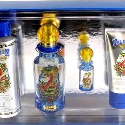 Ed Hardy Villain Set Of 4 Cologne Body Spray Body Wash 